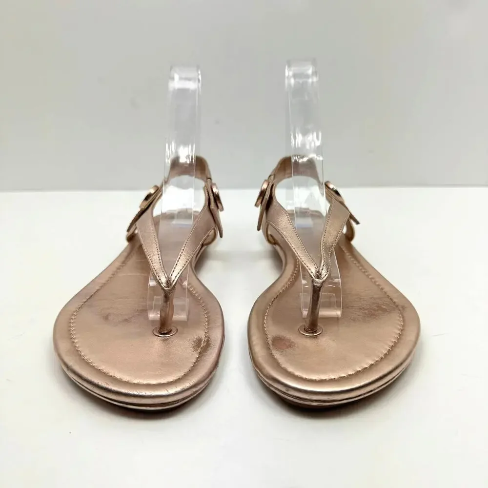 Tory Burch | Minnie Metallic Rose Gold Flat Slingback Flip Flop Travel Sandals